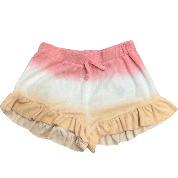 NWT Vintage Havana Peach Ombré Ruffle Terry Track Shorts - Picture 1 of 9